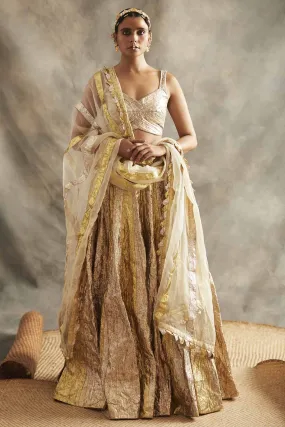 Lampi Gold Woven Zari Lehenga Set