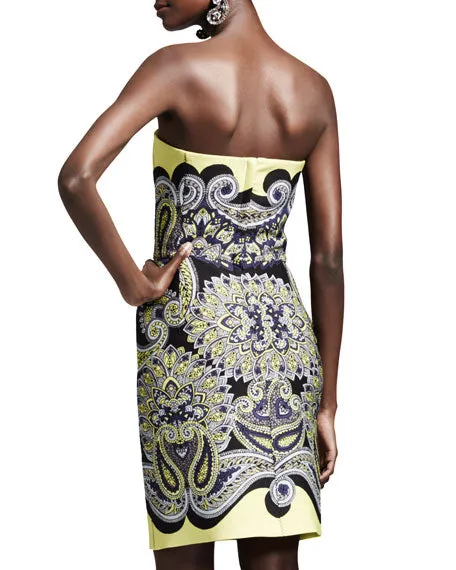Lanvin Paisley Printed Strapless Dress