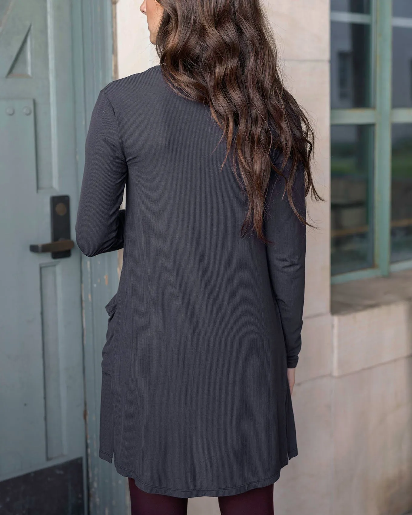 Lightweight Soft Black Ribbed Cardigan - FINAL SALE