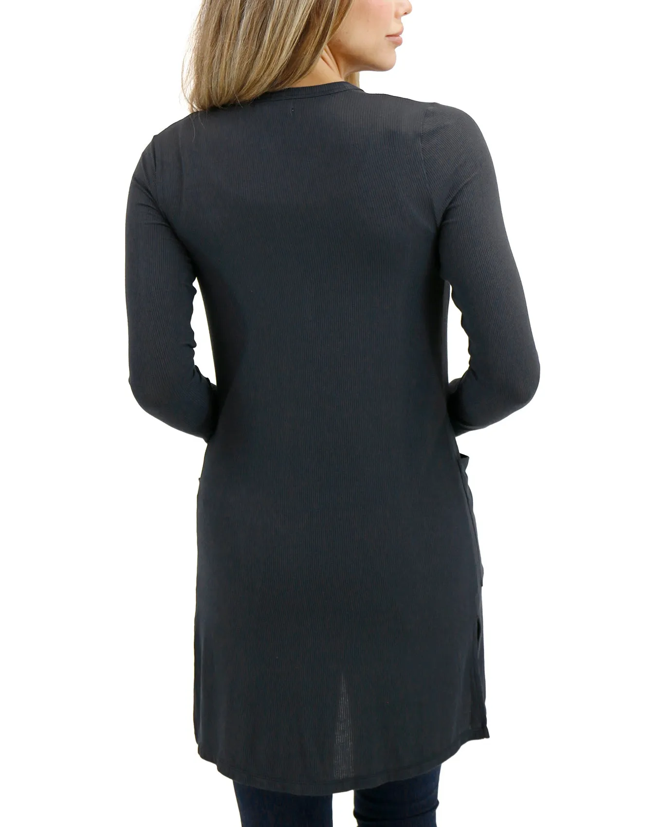 Lightweight Soft Black Ribbed Cardigan - FINAL SALE