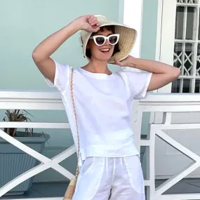 Linen Boxy T-Shirt Top
