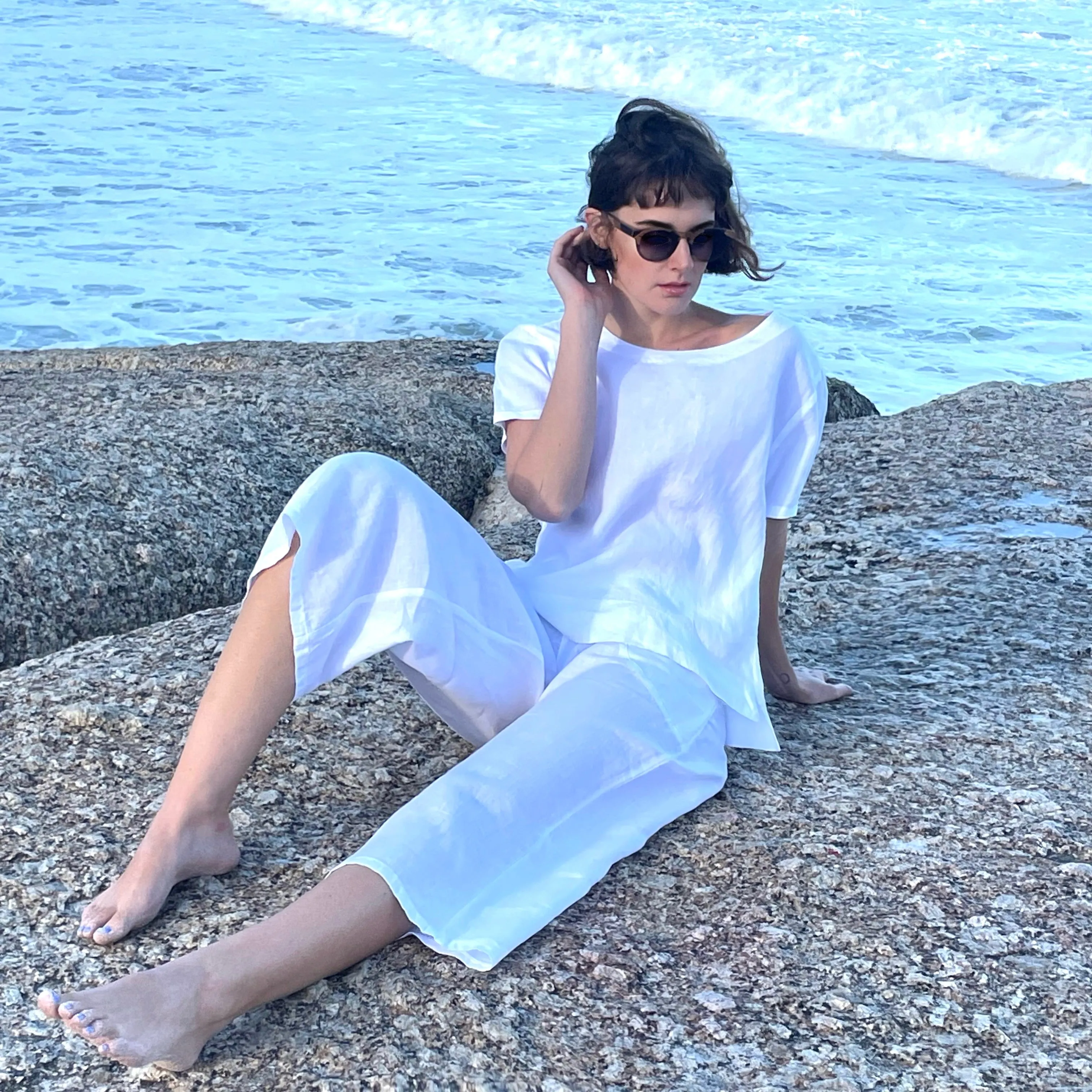 Linen Boxy T-Shirt Top
