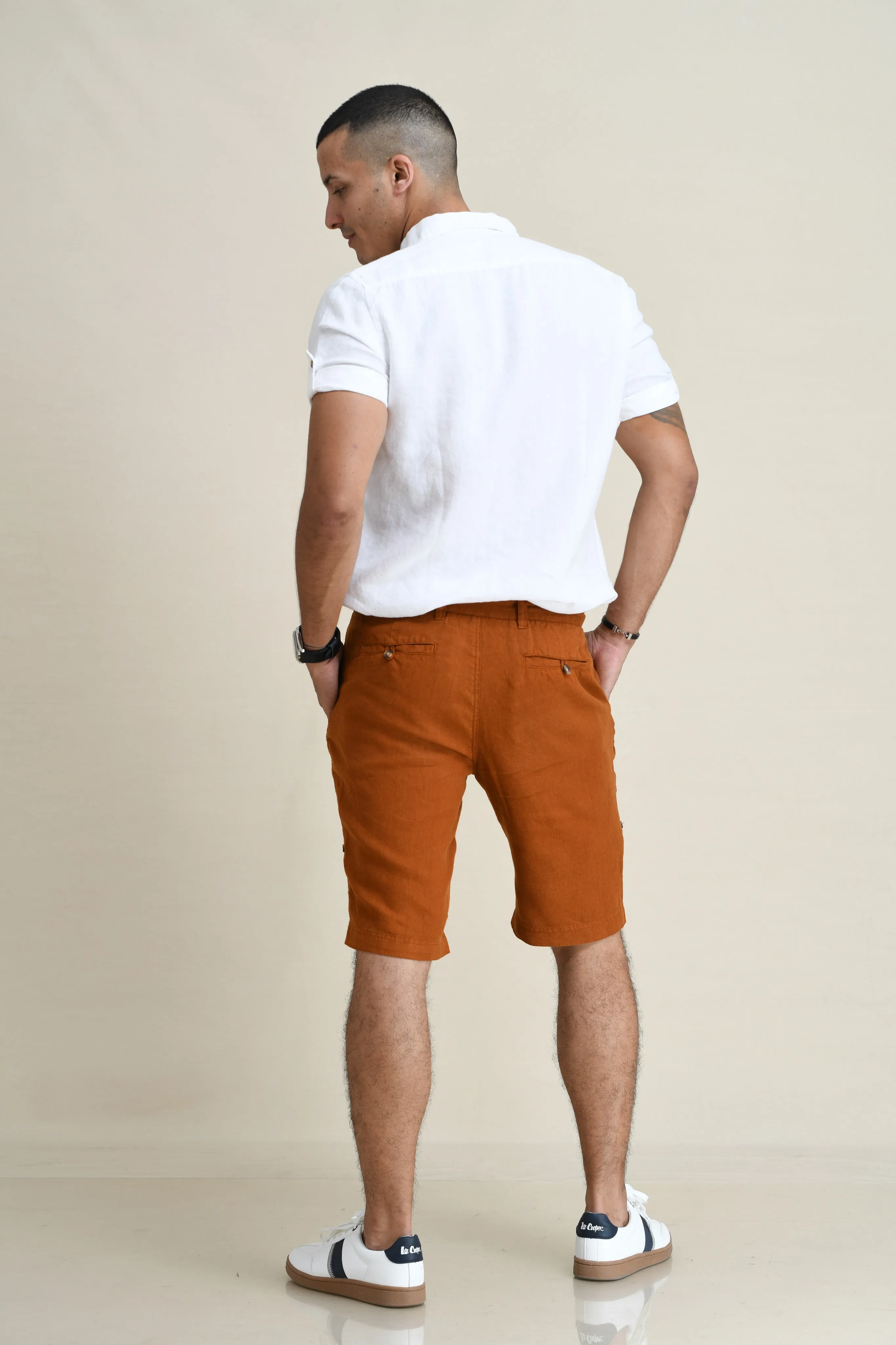 LINEN DUEL-POCKET ROLL-UP SHORT SLEEVED SHIRT