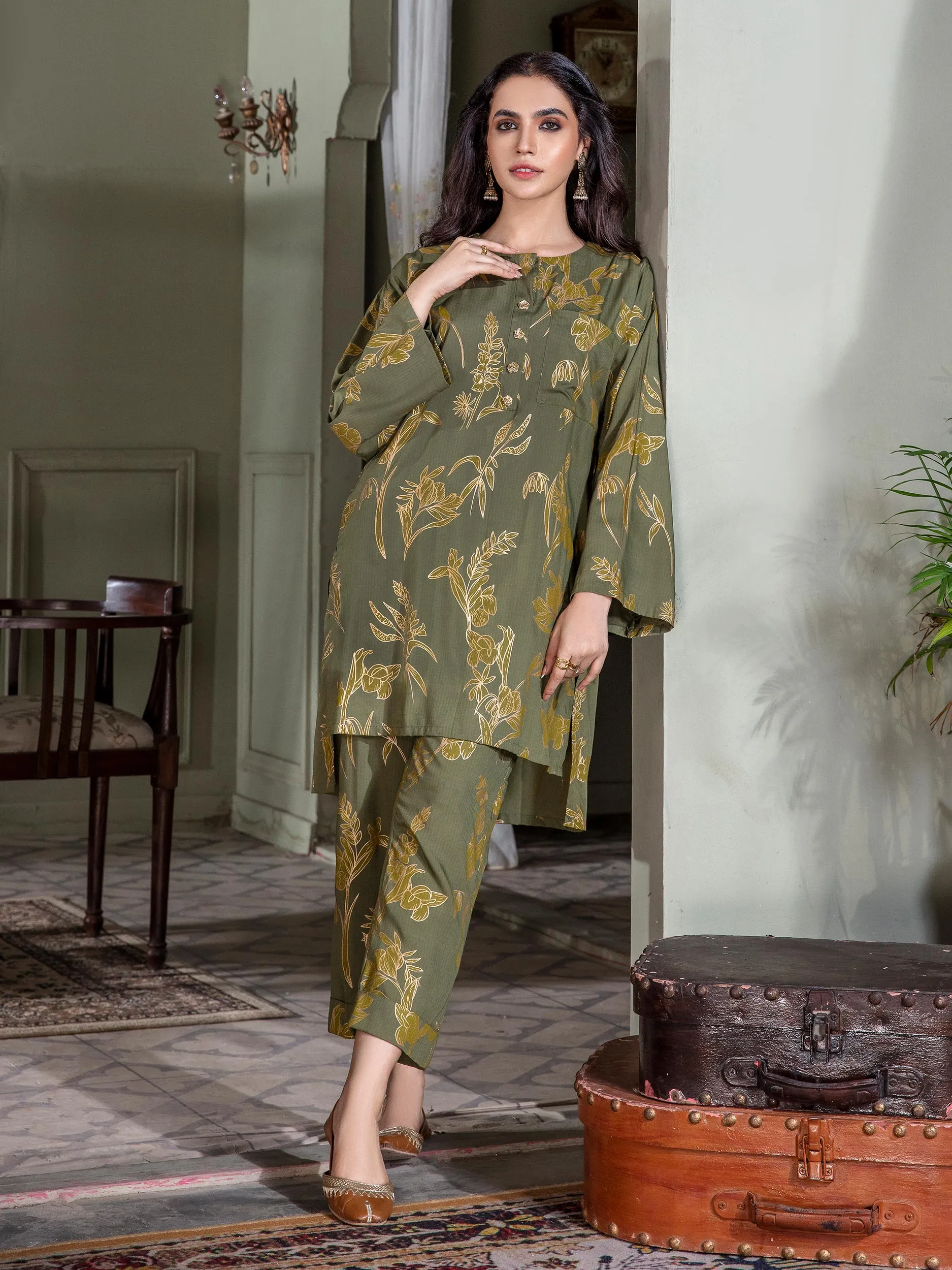 Linen Shirt-Pasted (Unstitched)