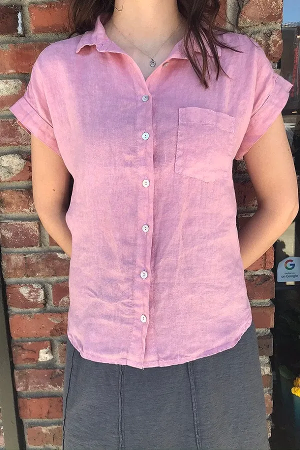 Linen Shirt w/Collar and Pocket