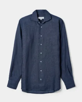 Long-sleeve Linen Shirt Navy