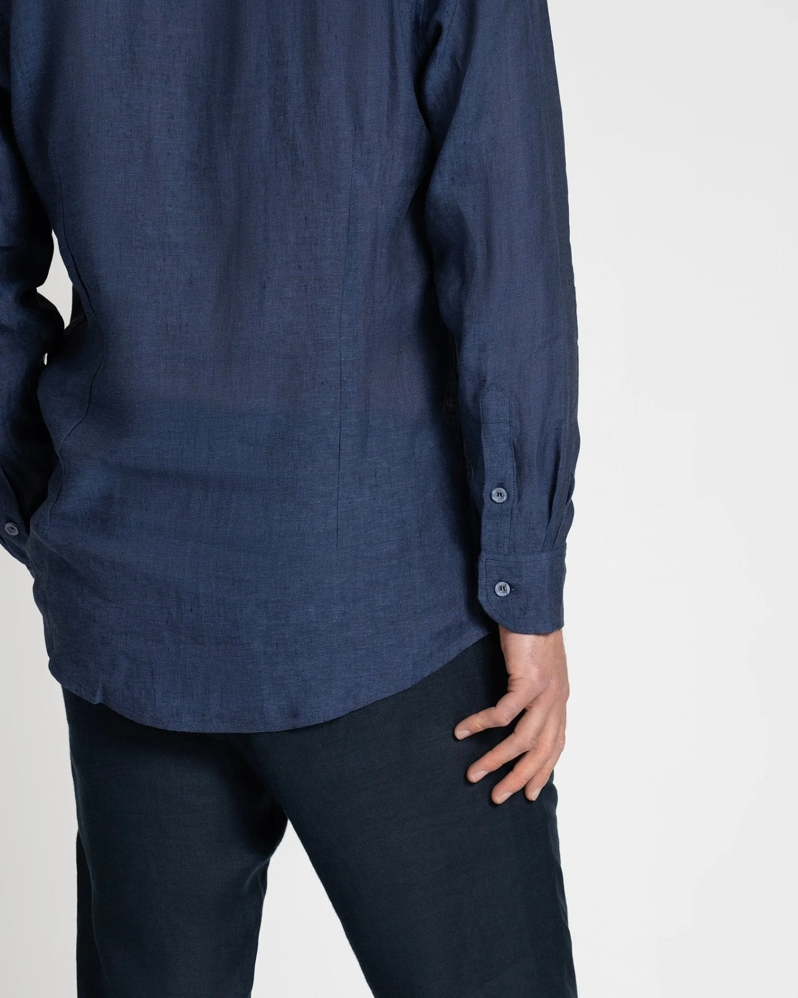 Long-sleeve Linen Shirt Navy
