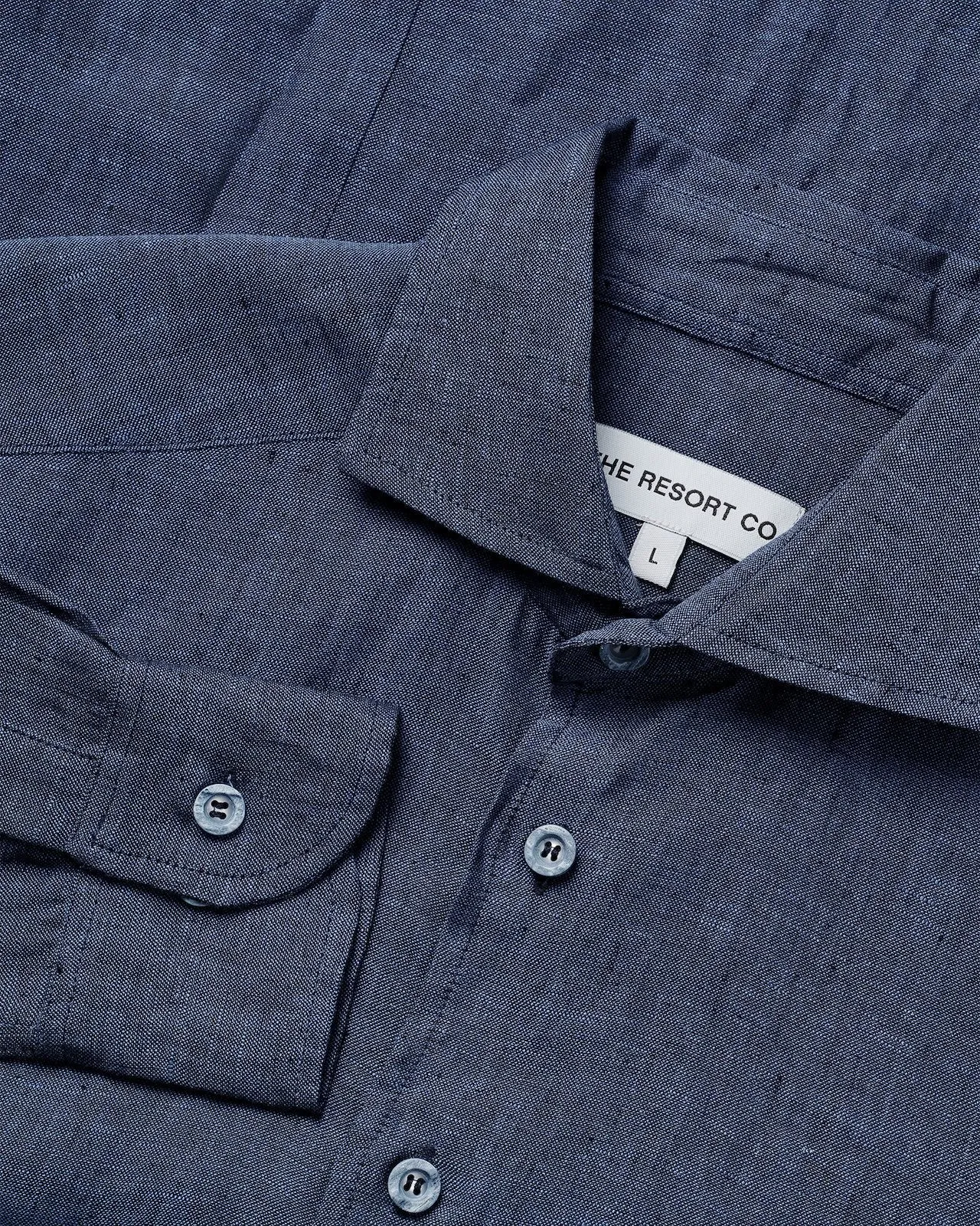 Long-sleeve Linen Shirt Navy