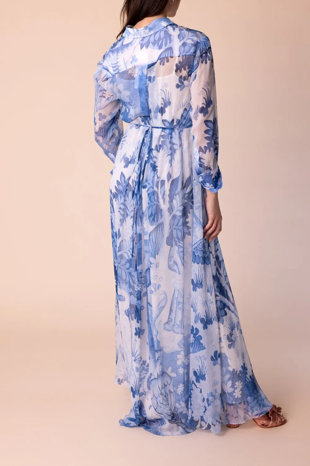 Long Sleeve Pleated Gown