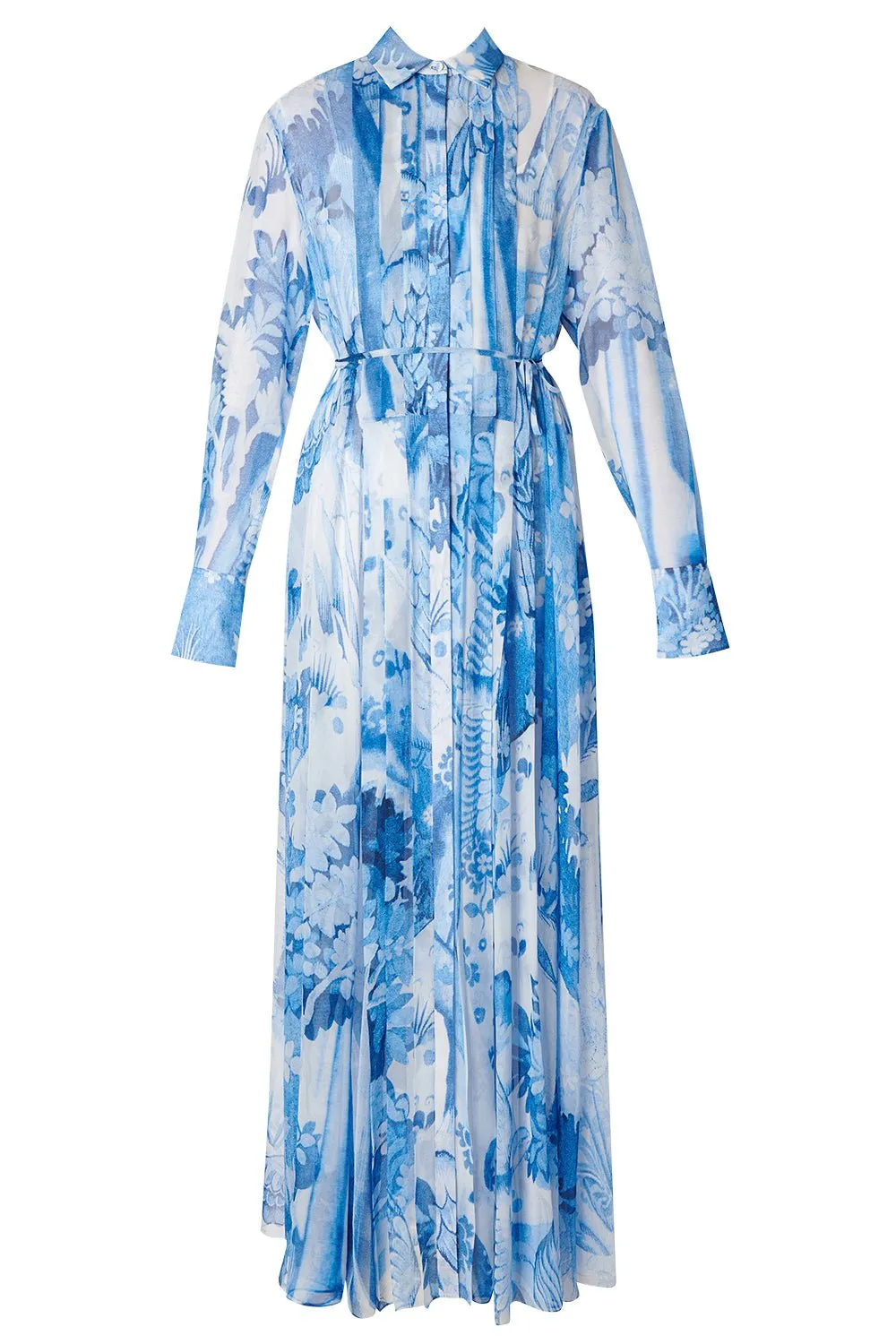 Long Sleeve Pleated Gown