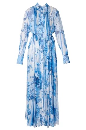 Long Sleeve Pleated Gown