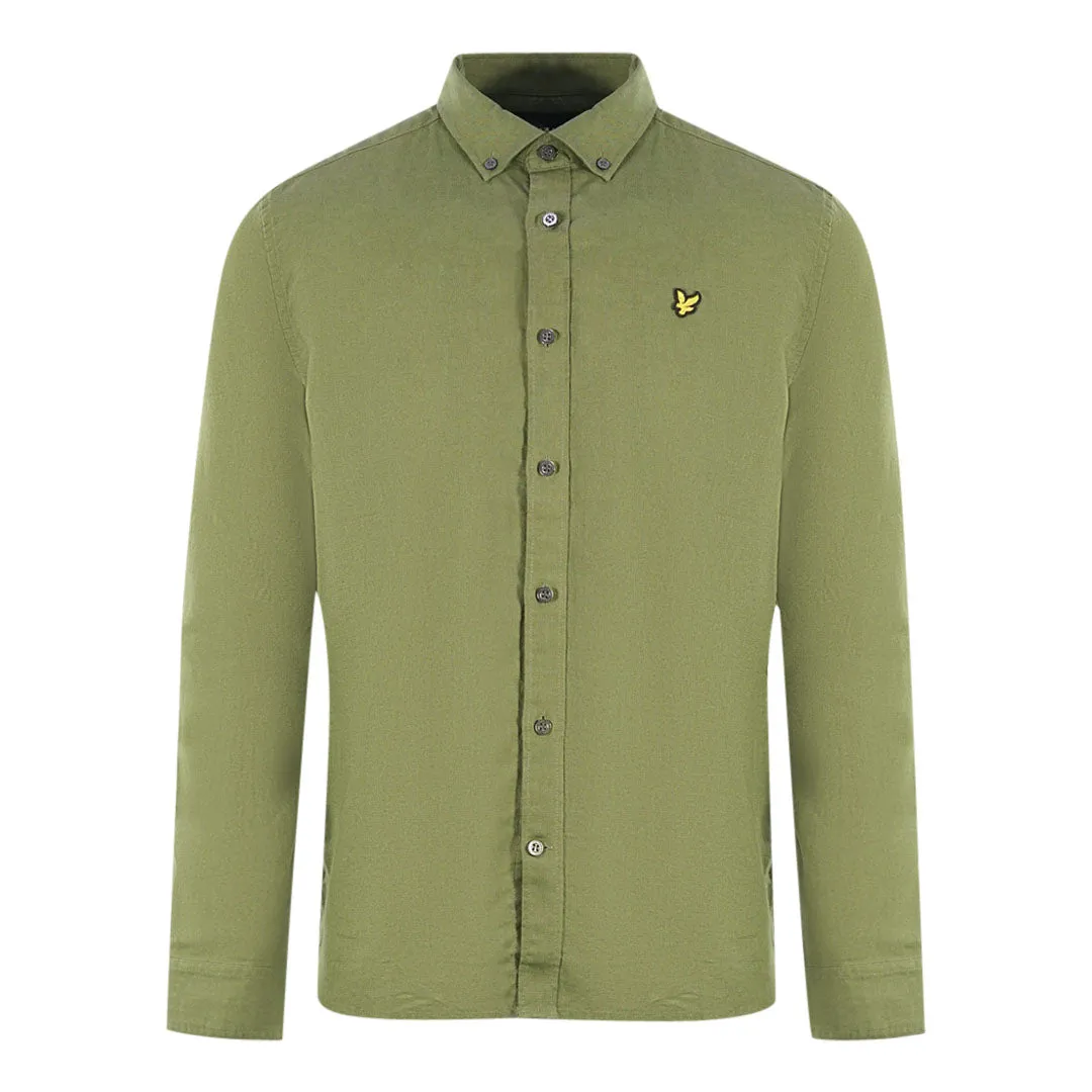 Lyle & Scott Green Long Sleeved Cotton Linen Shirt
