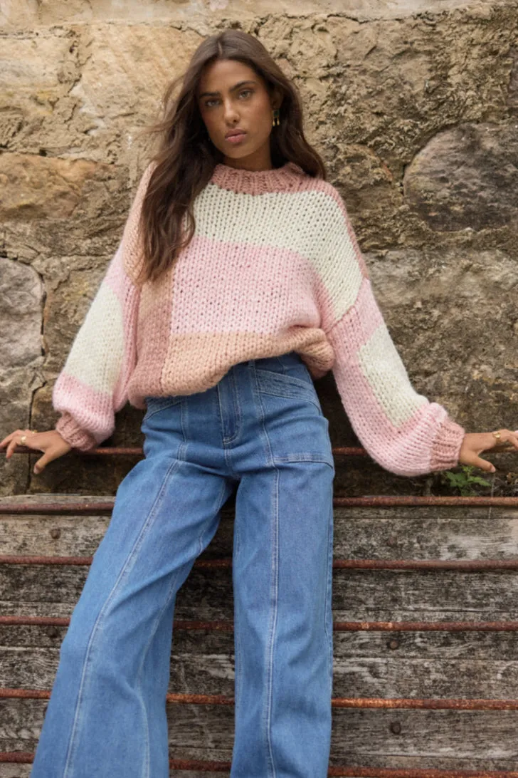 Marcella Color Block Sweater - Blush