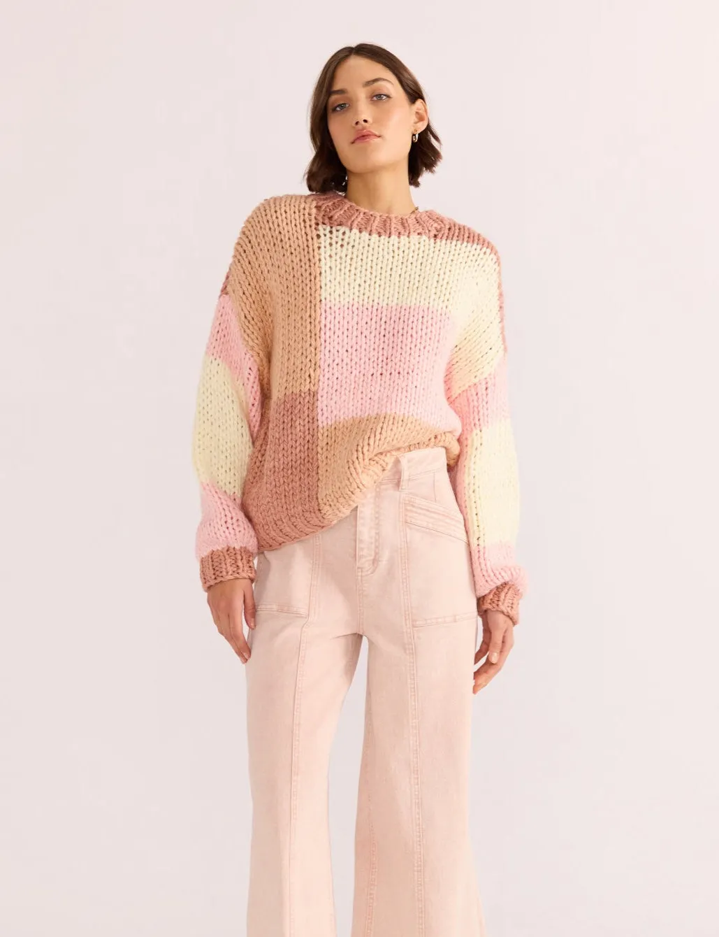 Marcella Color Block Sweater - Blush