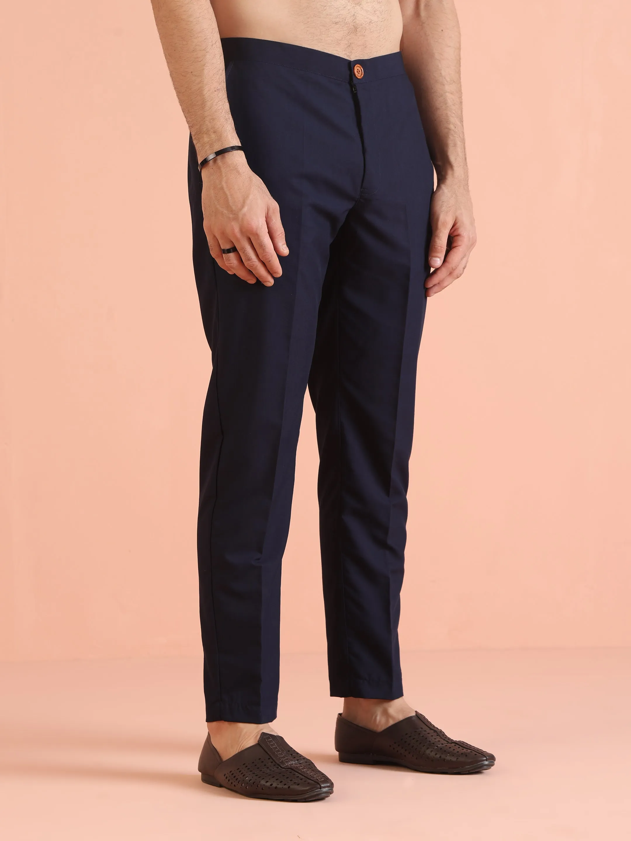 Men Magenta Textured Bandhgala Trouser Set