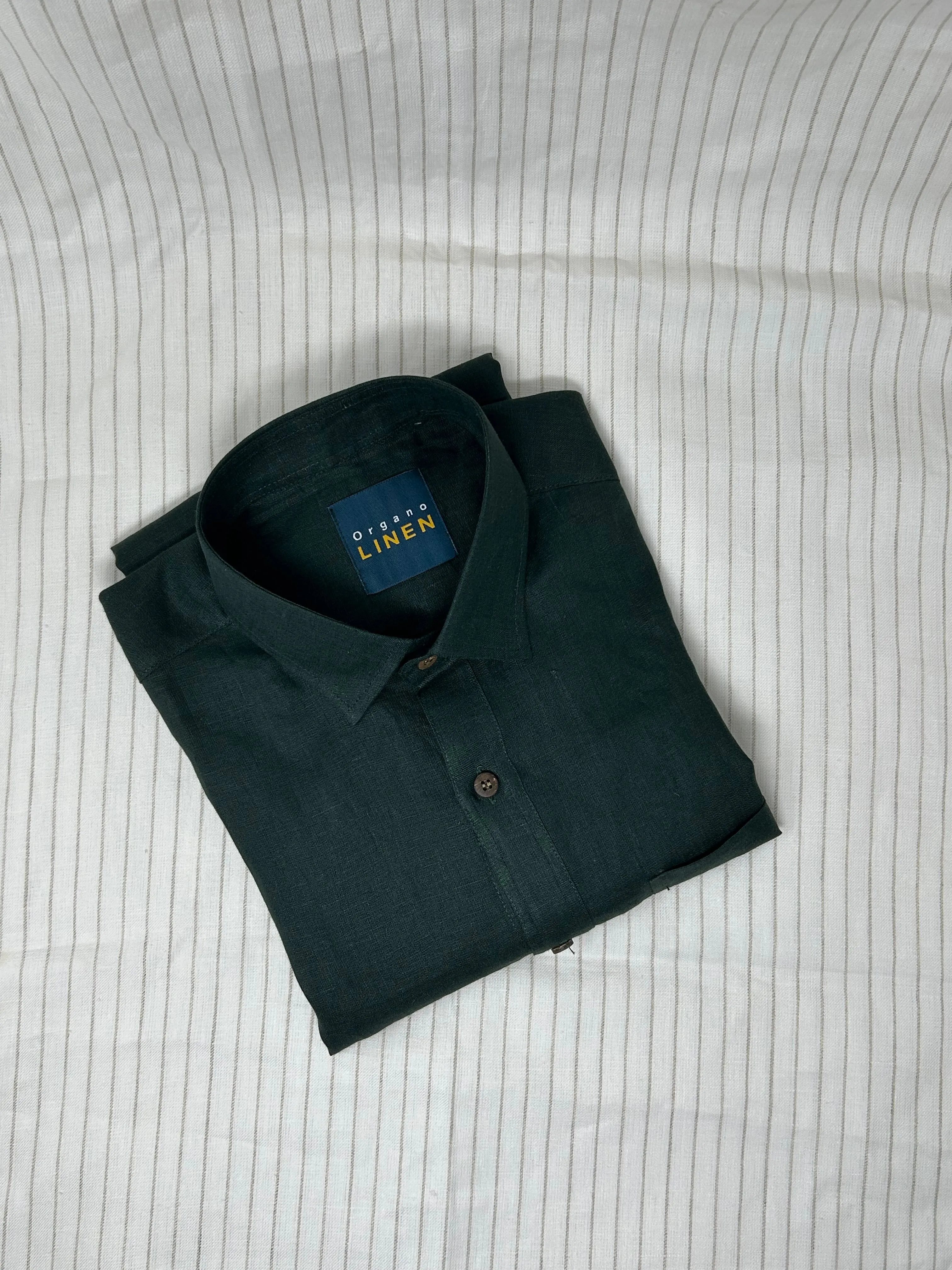 Men's Green Linen Button-Up Shirt – FORREST