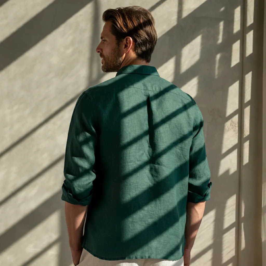 Men's Green Linen Button-Up Shirt – FORREST