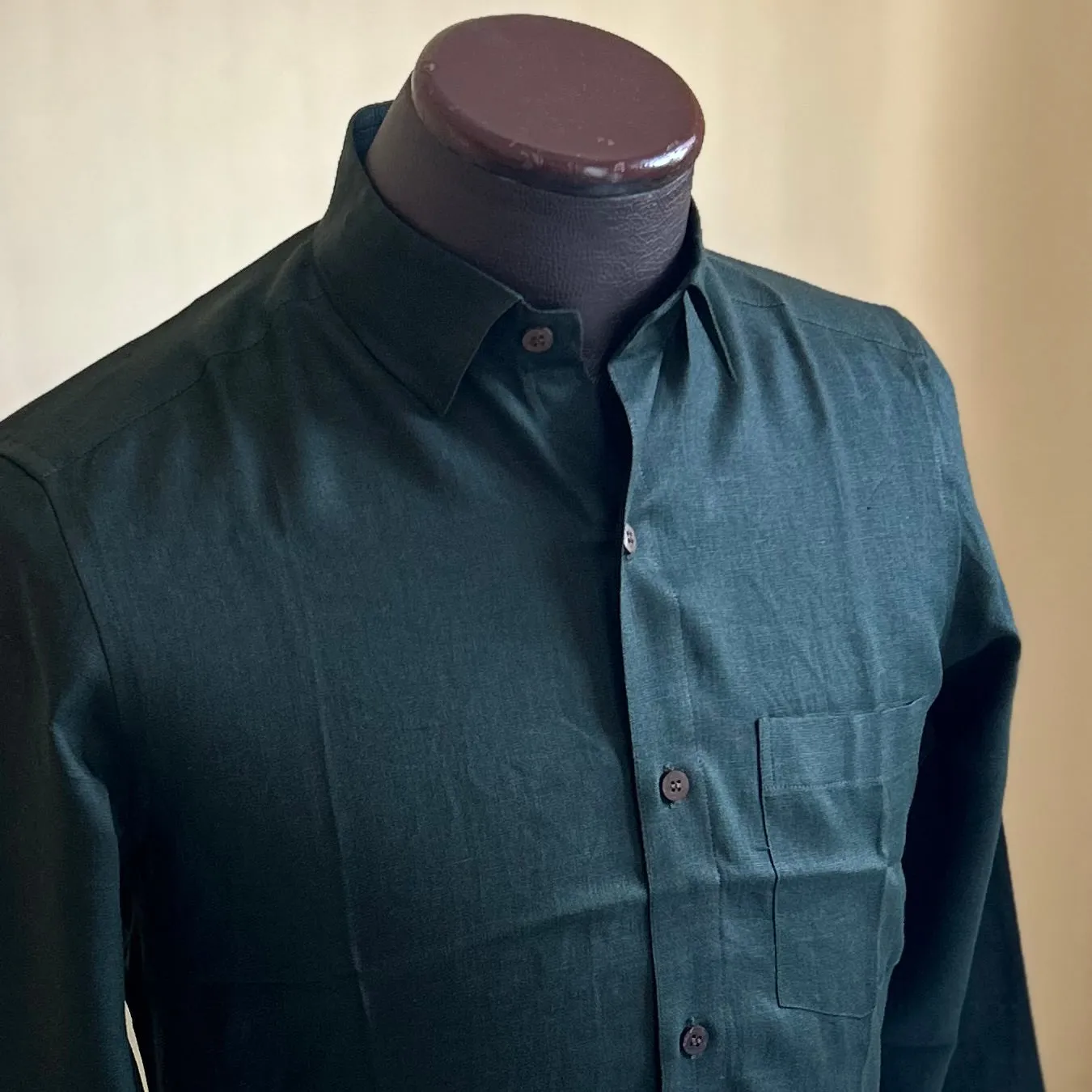Men's Green Linen Button-Up Shirt – FORREST