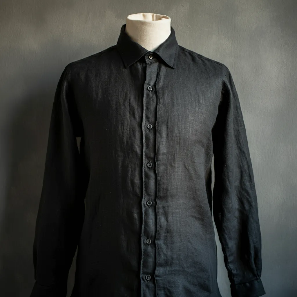 Men's Linen Shirt RAVEN in Black and Dark Colors