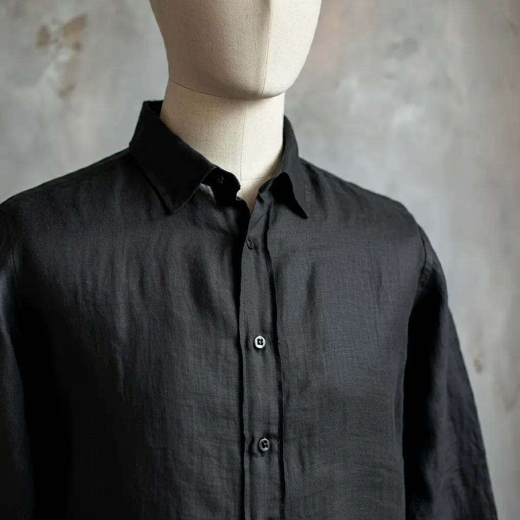 Men's Linen Shirt RAVEN in Black and Dark Colors
