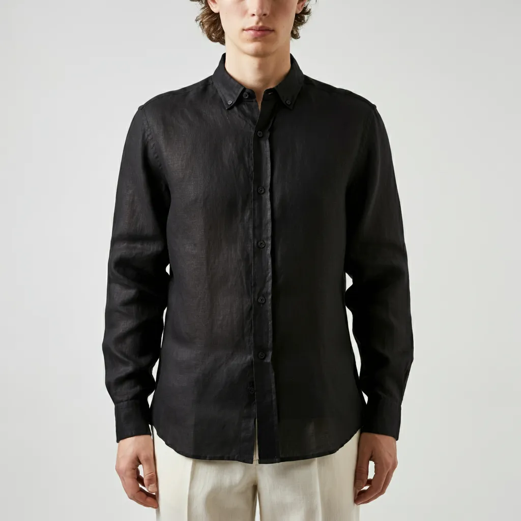 Men's Linen Shirt RAVEN in Black and Dark Colors