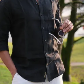 Men's Linen Shirt RAVEN in Black and Dark Colors