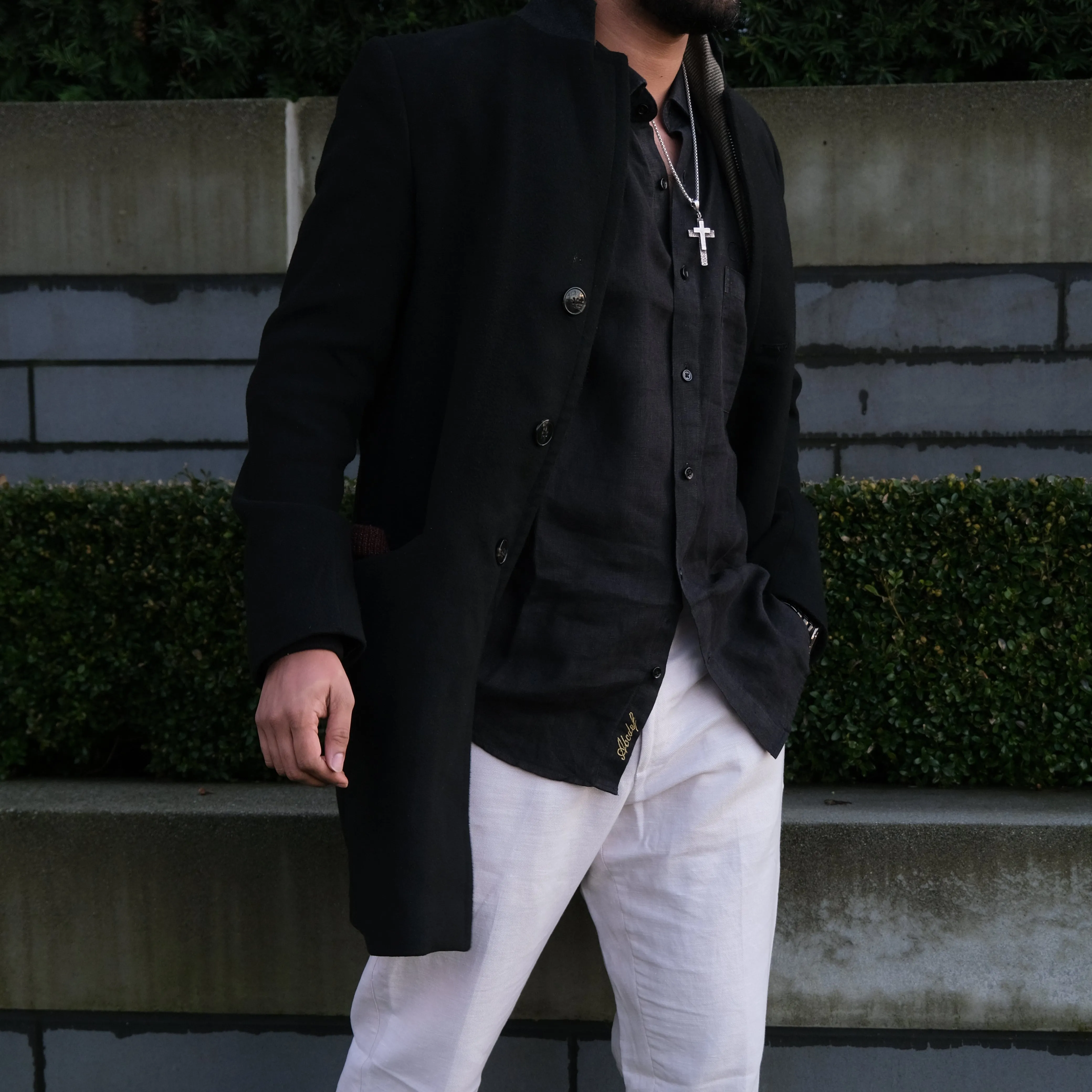 Men's Linen Shirt RAVEN in Black and Dark Colors
