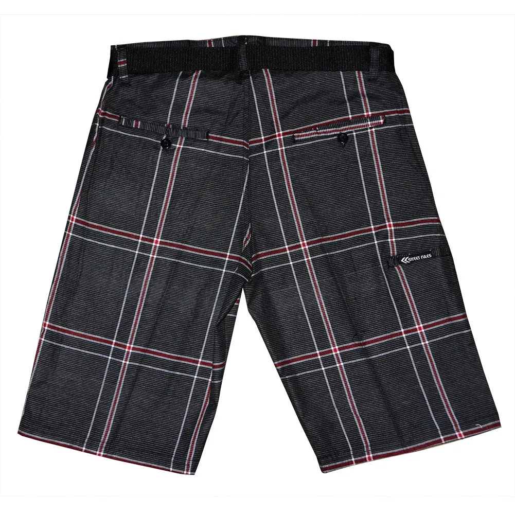 Men's Plaid Shorts Casual Belted 4-Pocket Adjustable Comfort Striped Shorts