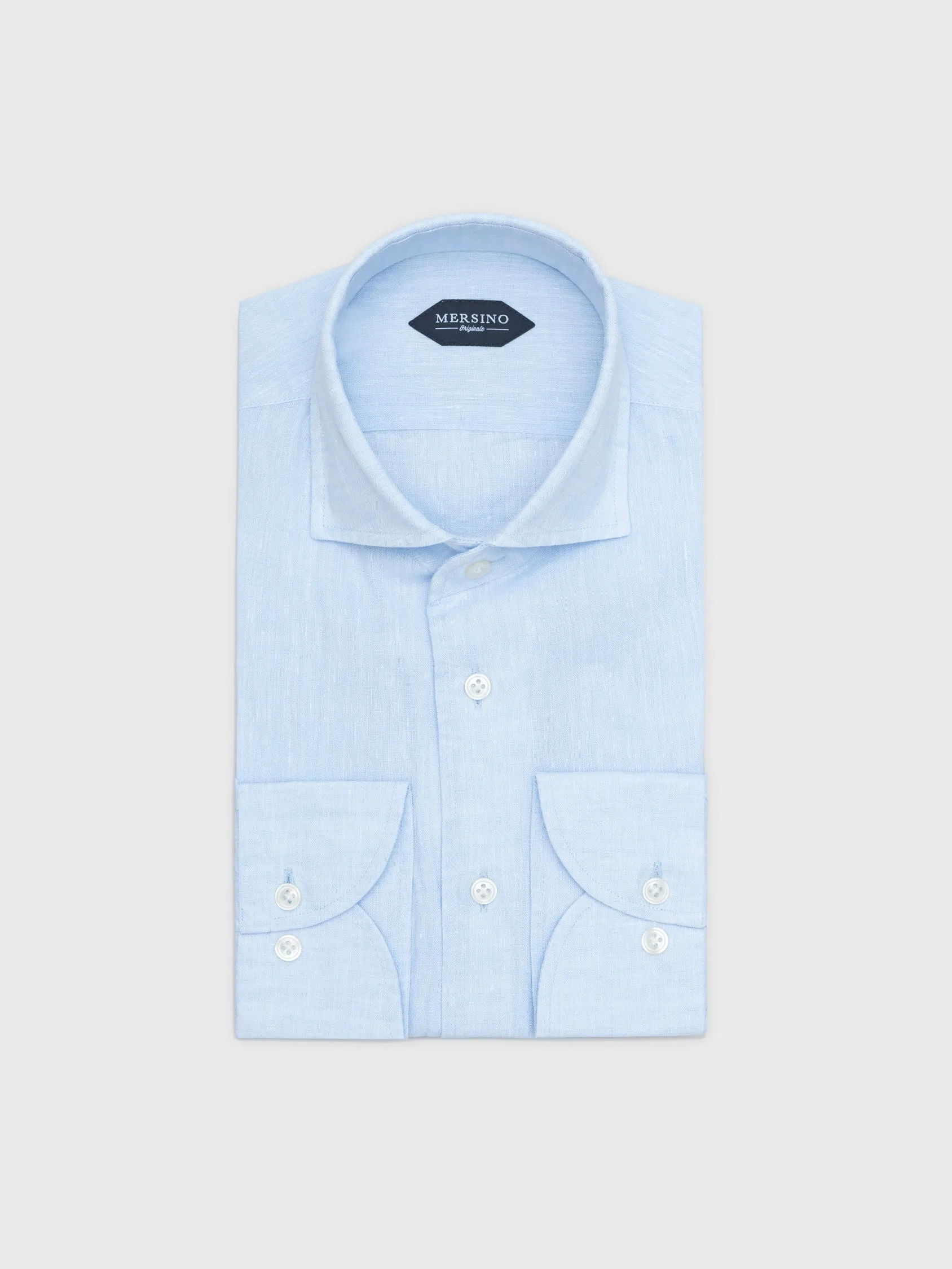 Mersino Sky Blue Pure Linen Marina Shirt by Canclini