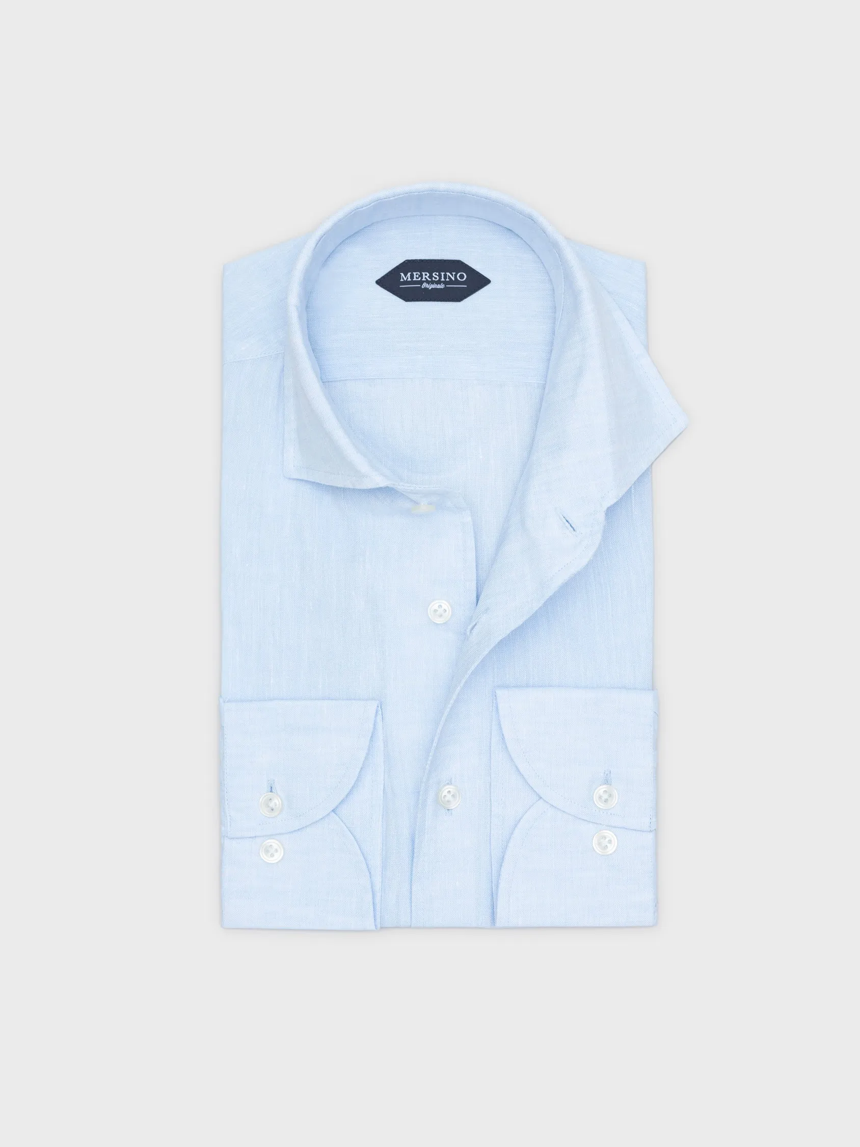 Mersino Sky Blue Pure Linen Marina Shirt by Canclini