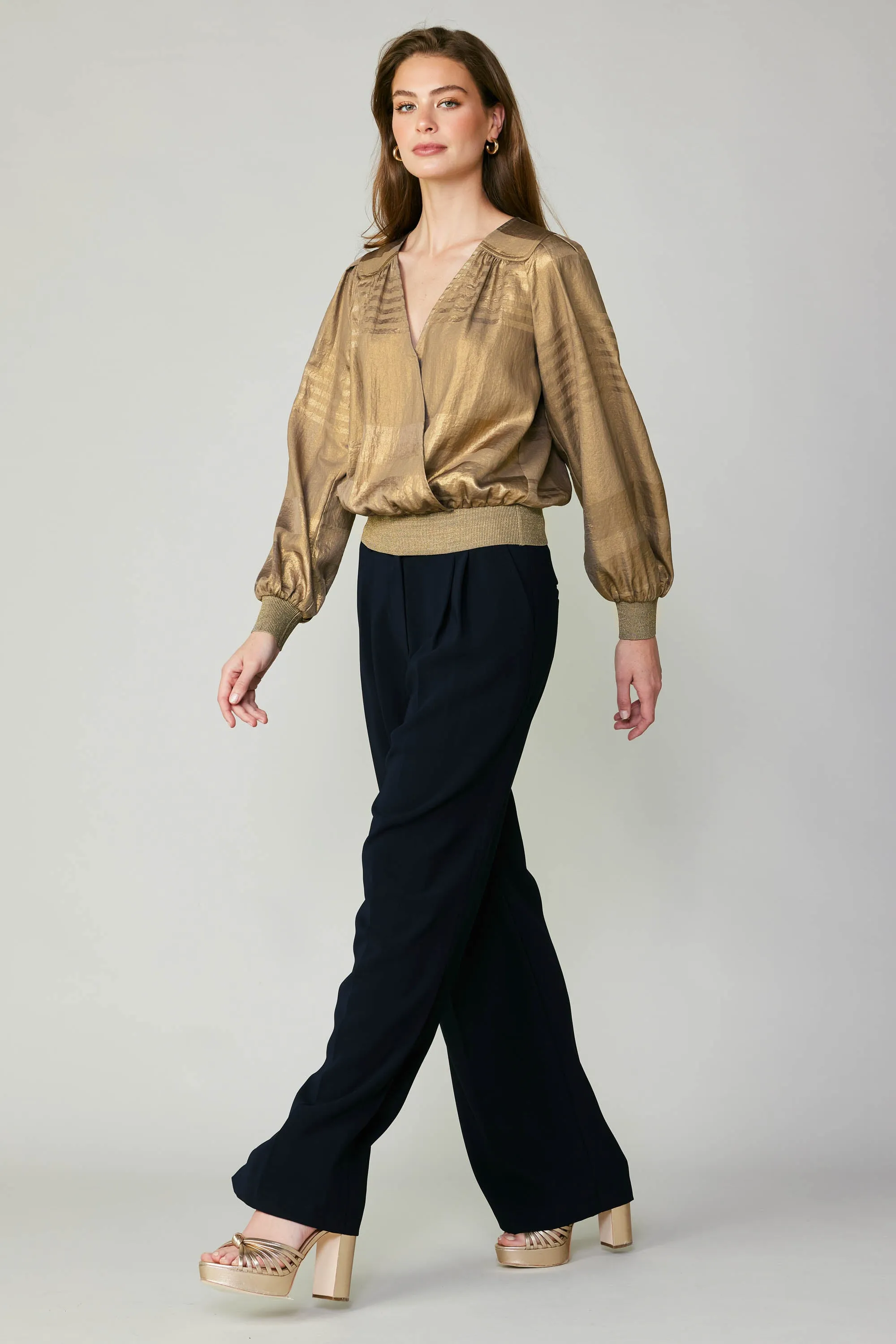 Metallic Surplice Blouse