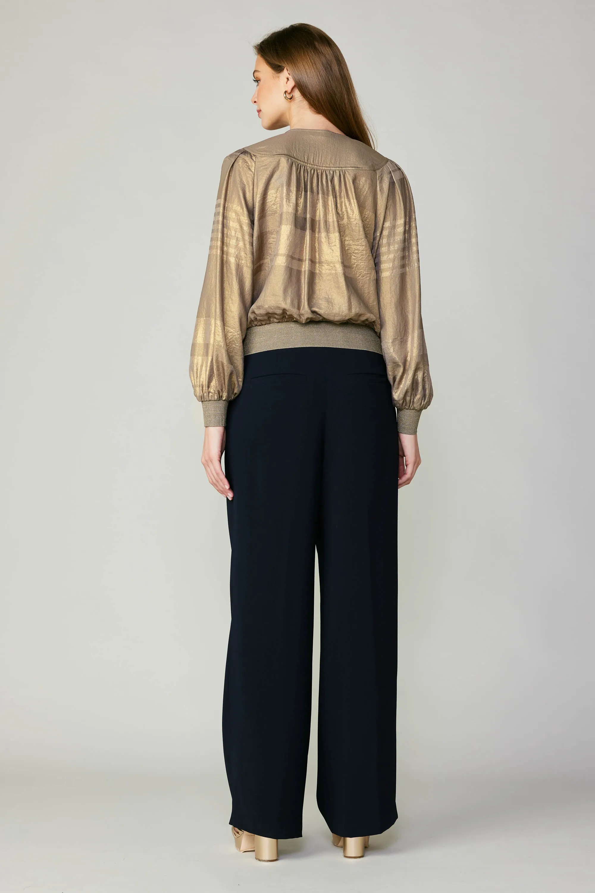 Metallic Surplice Blouse