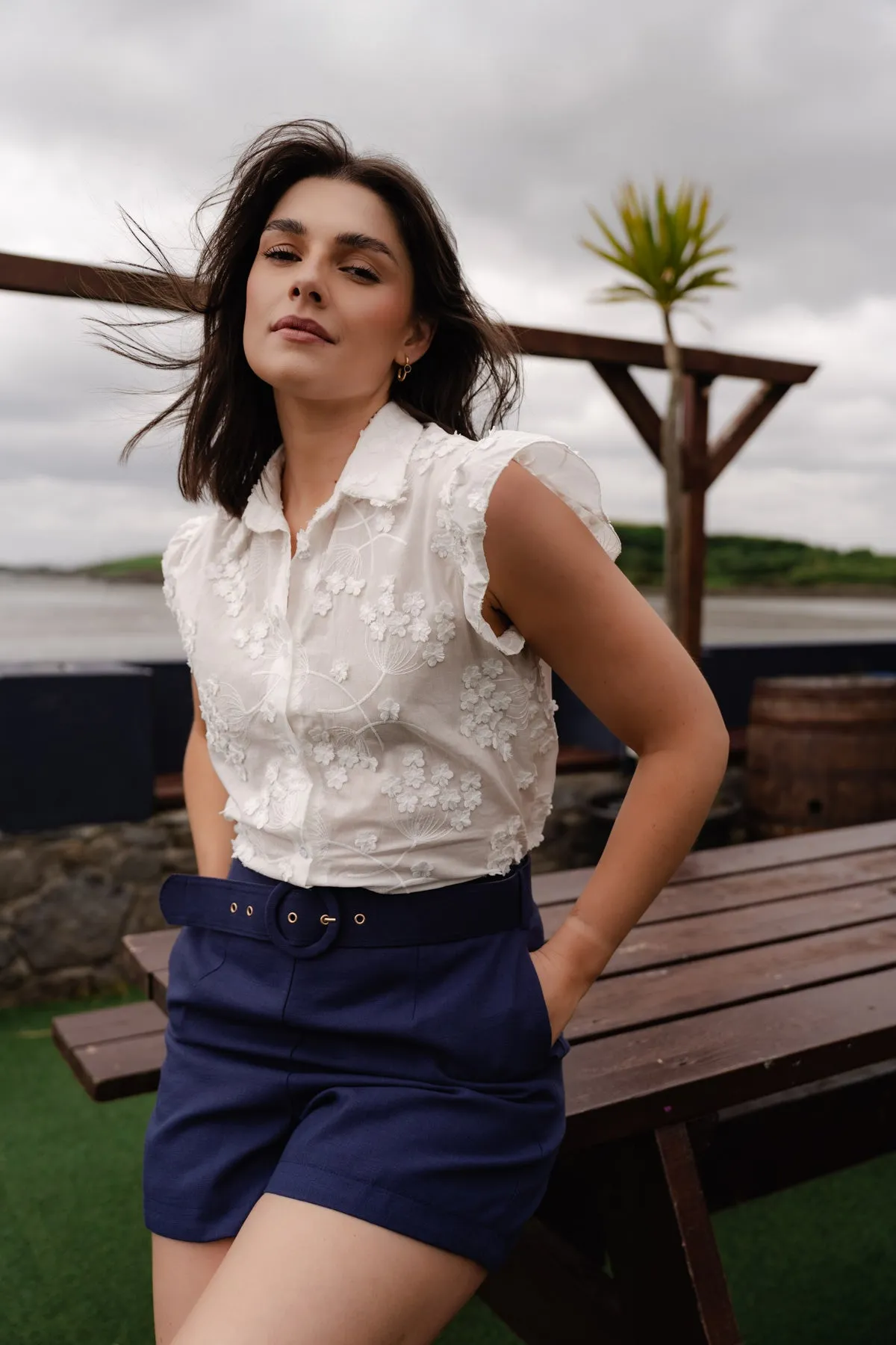 Navy Belted Short