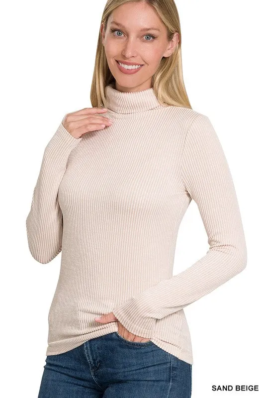 Nina Ribbed Turtle Neck Top