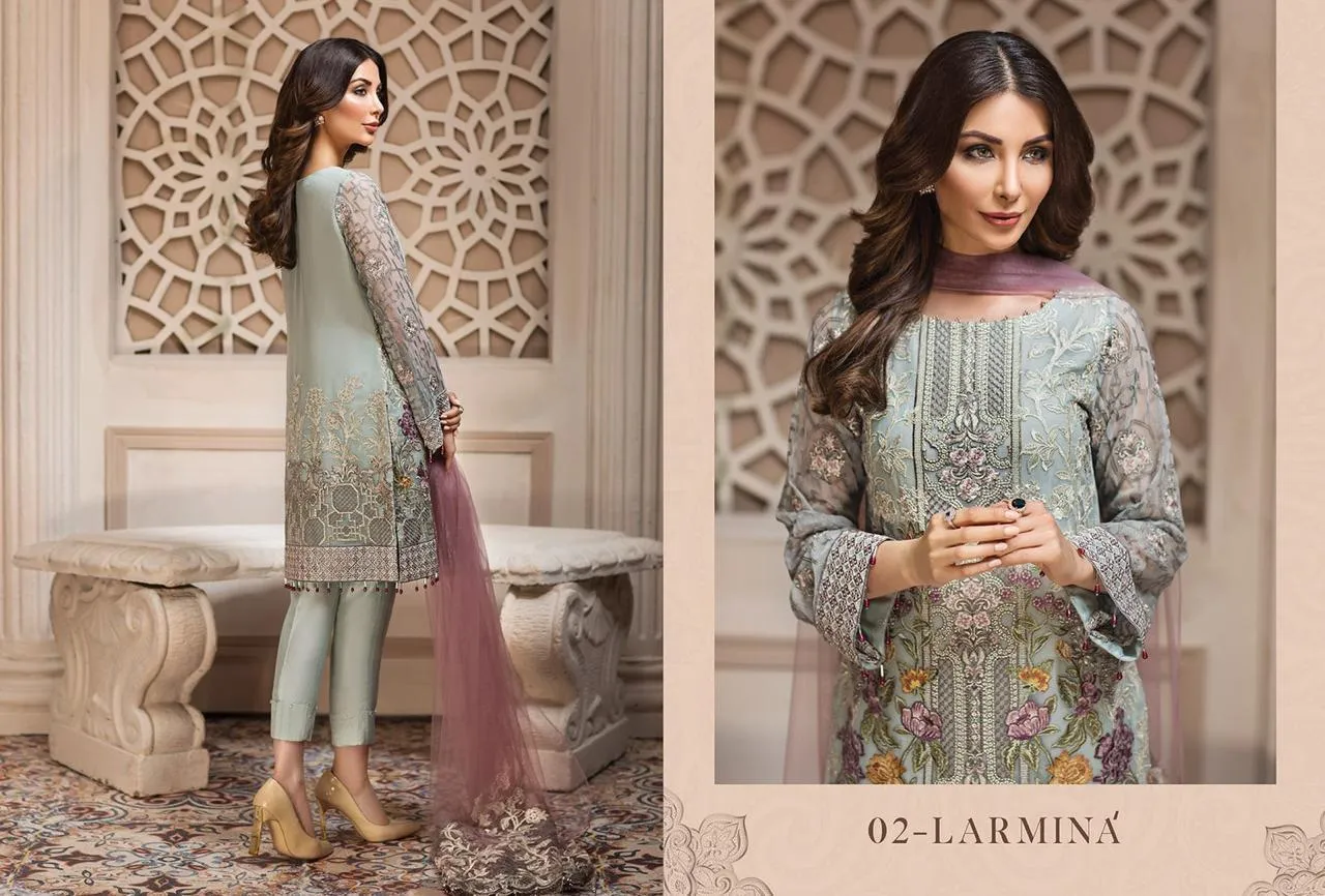 Pakistani Latest Sea Foam with Purple Chiffon Festive Wear 2019 # C1930