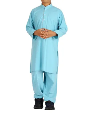 Pakistani machine embroidered outfit in light blue color # K2312