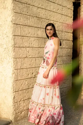 Pink Autumn Print Dress