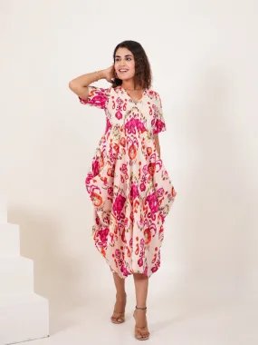 Pink Cotton Printed Dress