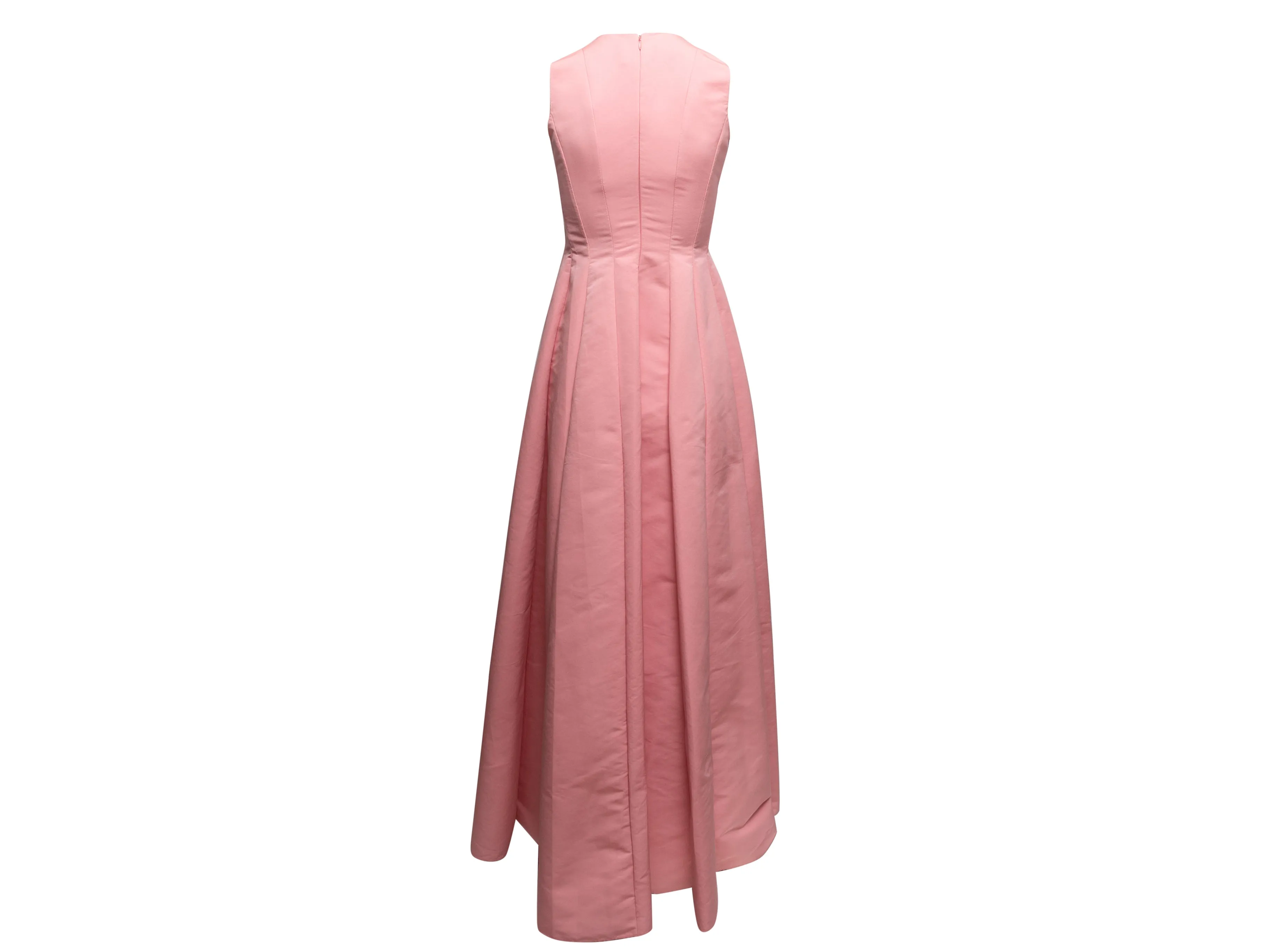 Pink Maison Rabih Kayrouz Sleeveless Pleated Satin Gown Size EU 36