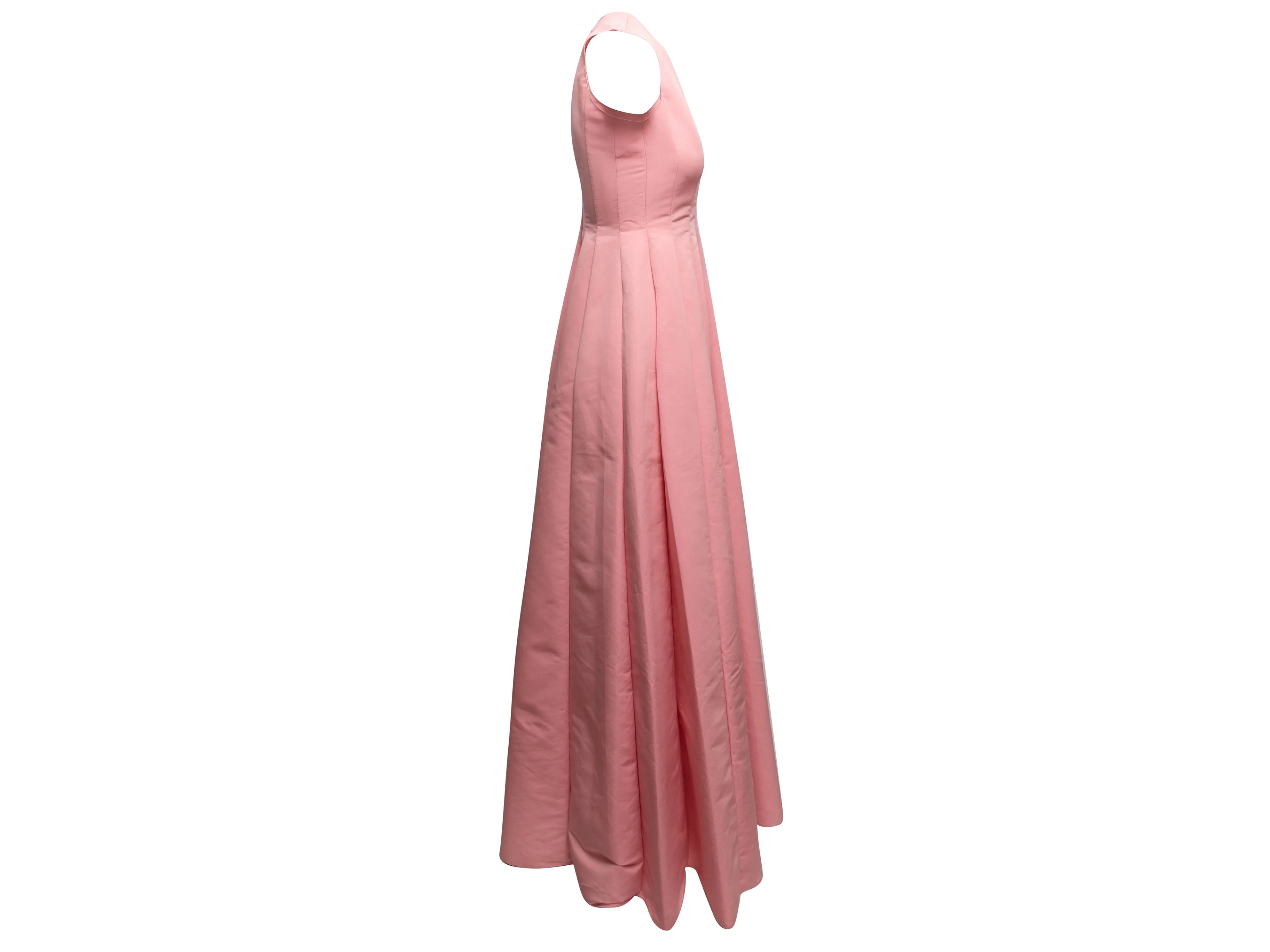 Pink Maison Rabih Kayrouz Sleeveless Pleated Satin Gown Size EU 36