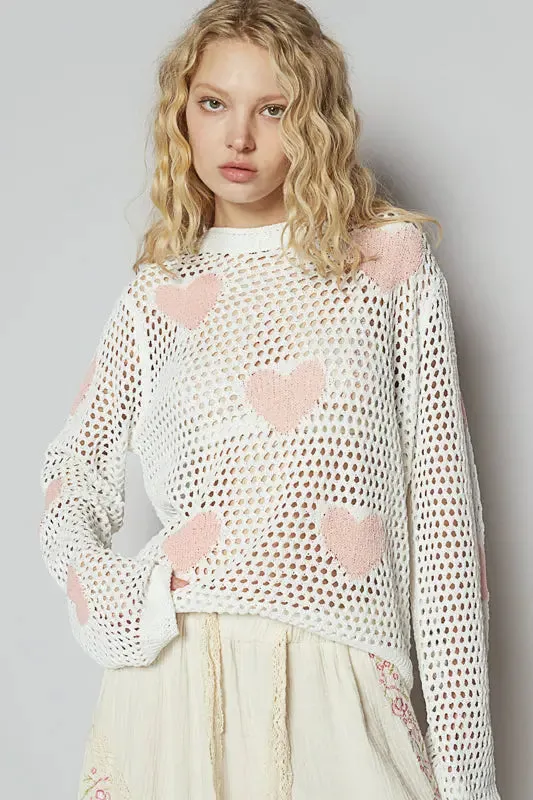 Pol Clothing Inc. Heart On My Sleeve Top – Cozy & Playful Knit Sweater