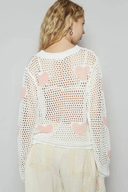 Pol Clothing Inc. Heart On My Sleeve Top – Cozy & Playful Knit Sweater