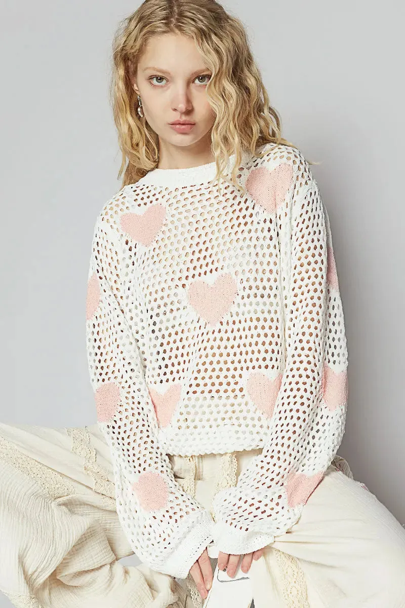 Pol Clothing Inc. Heart On My Sleeve Top – Cozy & Playful Knit Sweater