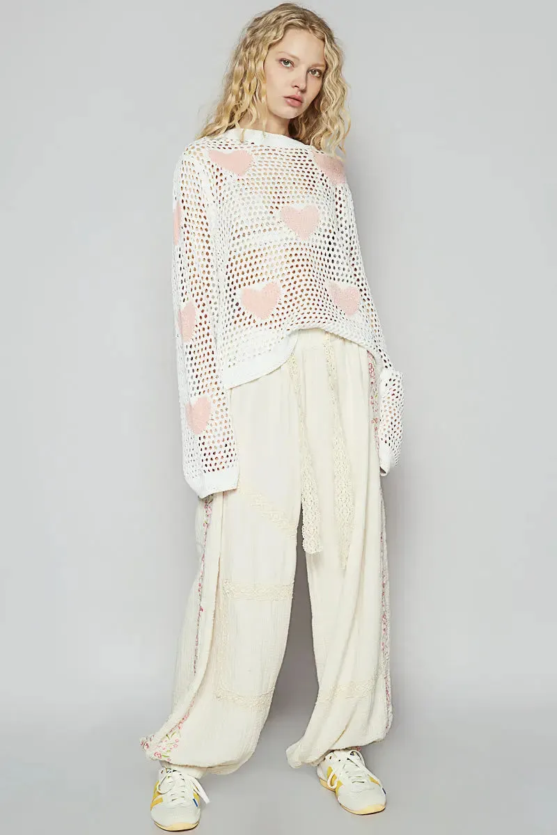 Pol Clothing Inc. Heart On My Sleeve Top – Cozy & Playful Knit Sweater