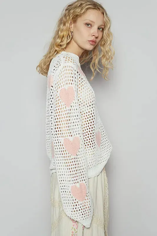 Pol Clothing Inc. Heart On My Sleeve Top – Cozy & Playful Knit Sweater