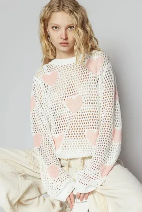 Pol Clothing Inc. Heart On My Sleeve Top – Cozy & Playful Knit Sweater