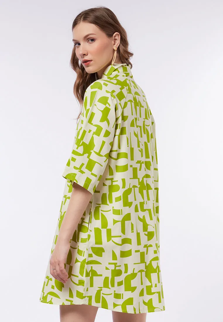 Printed Mini Shirt Dress
