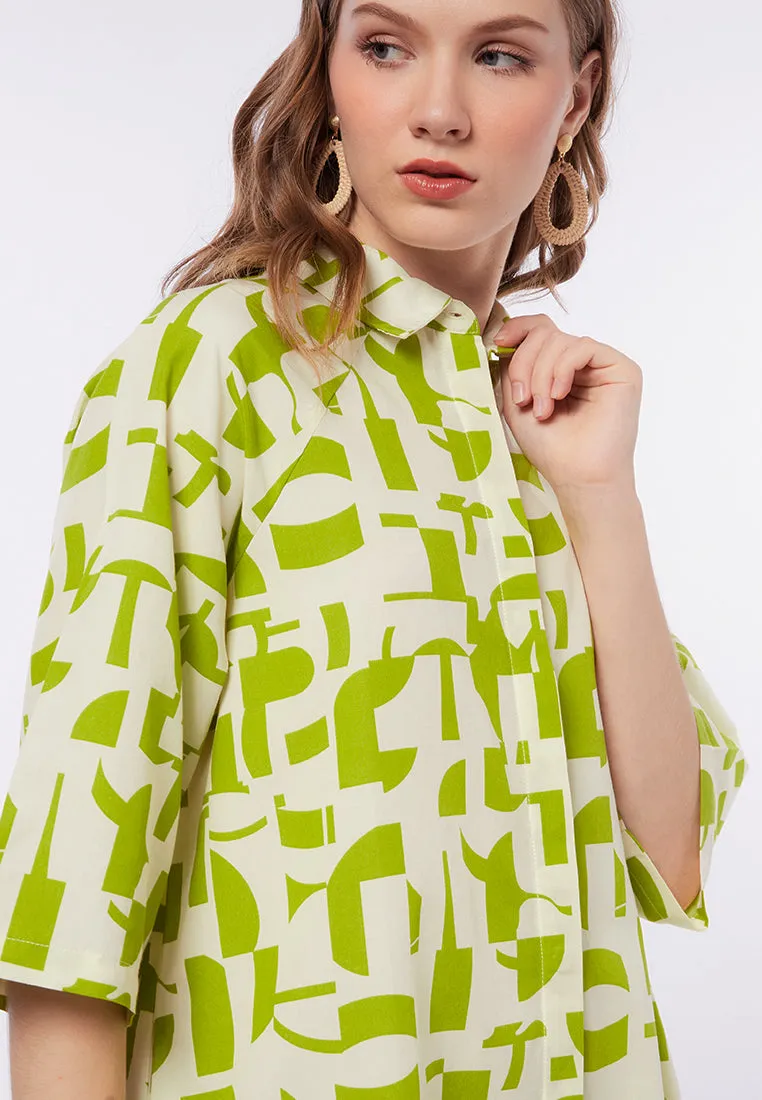 Printed Mini Shirt Dress