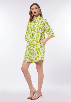 Printed Mini Shirt Dress