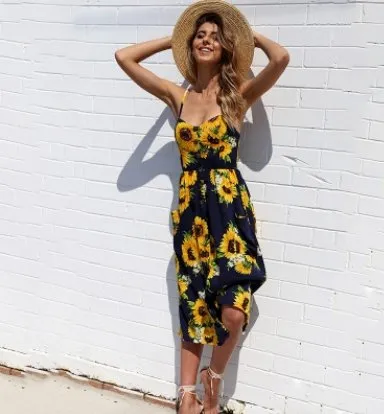 Printed strap dress
